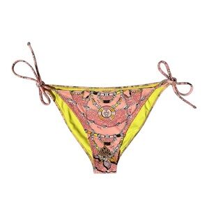Emilio Pucci Pink & Yellow Patterned Tie-Side Bikini Bottoms